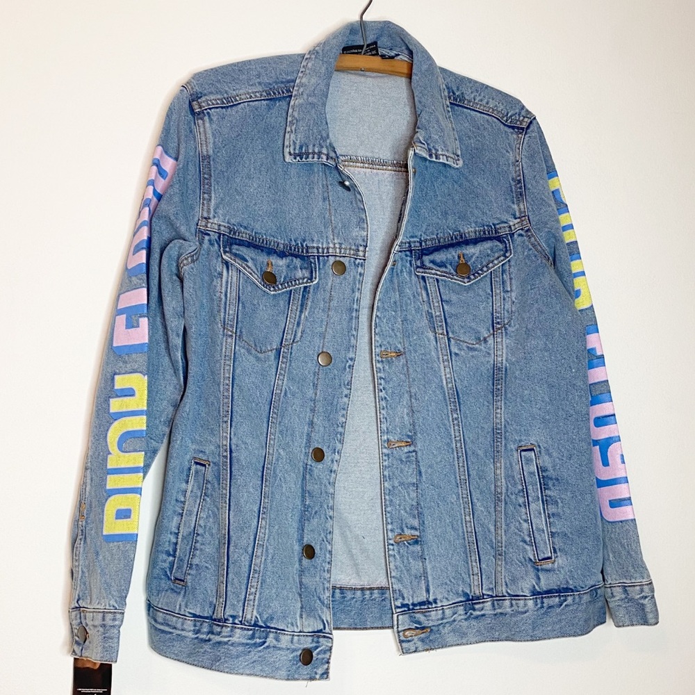 Pink Floyd Back Patch Denim Jacket Dark Side of The Moon Small - Picture 2 of 6